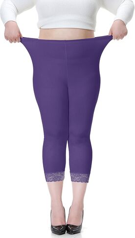 سراويل DESTTY بمقاس كبير للنساء من Capri Leggings لباس ضيق لليوجا قابل للتمدد مع زخرفة من الدانتيل in Saudi Arabia