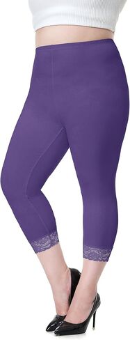 سراويل DESTTY بمقاس كبير للنساء من Capri Leggings لباس ضيق لليوجا قابل للتمدد مع زخرفة من الدانتيل in Saudi Arabia