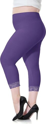 سراويل DESTTY بمقاس كبير للنساء من Capri Leggings لباس ضيق لليوجا قابل للتمدد مع زخرفة من الدانتيل in Saudi Arabia
