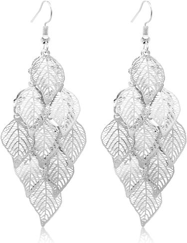 أقراط متدلية للنساء مصنوعة يدويًا من بوهو خفيفة الوزن للغاية حلق متدلي متدلي مطلي بالذهب والفضة in Kuwait