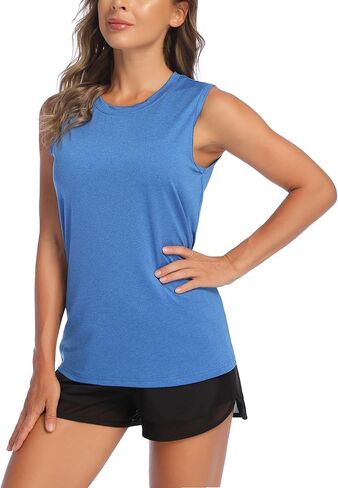 كورون قمصان رياضية بدون اكمام للنساء، قميص رياضي خفيف الوزن سريع الجفاف لليوغا بدون اكمام in Kuwait