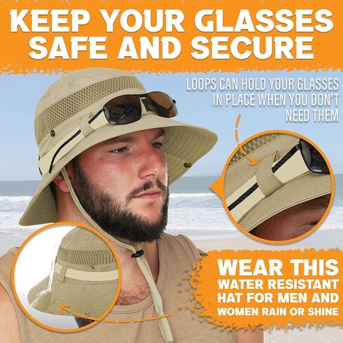 GearTOP Safari Hat Wanderer and Navigator Bundle صيد السمك والتنزه سيرًا على الأقدام وقبعات بوني باللون البيج in Kuwait
