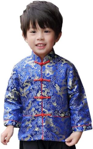 Little Boys Dragon Tang Coat Long Sleeve Chinese Clothing Children Costumes Boy Jackets Outfit Tops in Saudi Arabia