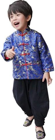Little Boys Dragon Tang Coat Long Sleeve Chinese Clothing Children Costumes Boy Jackets Outfit Tops in Saudi Arabia