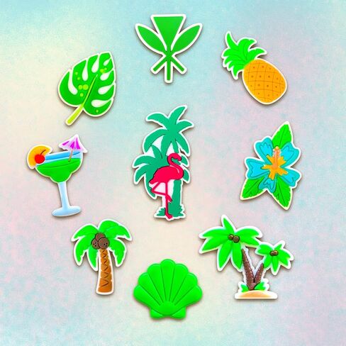 Tashrasia 23Pcs Summer Shoe Charms for Clogs Sandals Bracelet Wristband Slippers Water Shoes, Cute Tropical Beach Shoe Decoration Charms for Kids Girls Women Party Favor Gifts in Kuwait