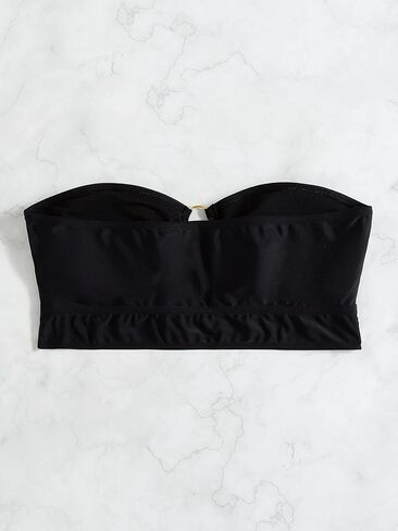 OYOANGLE Women's Cut Out Ring Linked Bandeau Bikini Top Strapless Swimsuit Bathing Suit Tops in Saudi Arabia
