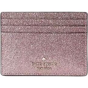 Kate Spade New York Glimmer Glitter Small Slim Card Holder Mitten Pink in Kuwait