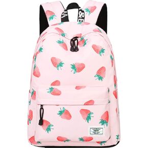 MIRLEWAIY Pink Strawberry Backpack for School Girls Lightweight Teen Primary Bookbag, Pink Strawberry in Kuwait