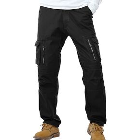 HODZAIW Winter Fleece Lined Mens Cargo Pant Warm Windproof Outdoor Work Pants in Kuwait