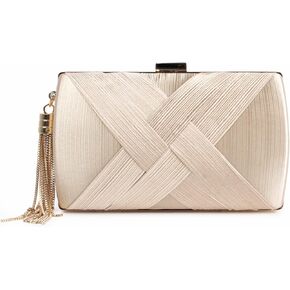 Lanpet Women's Evening Clutch Bags Silk Satin Party Handbags Bridal Wedding Purses with Tassel Pendant