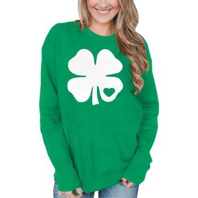 سويت شيرت نسائي طويل الأكمام برسوم مرحة من Spadehill St Patrick's Day
