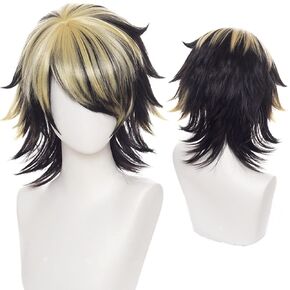 Liamiona Kazutora Hanemiya باروكة كوسبلاي طبيعي أسود أصفر قصير باروكات كوسبلاي مقاومة للحرارة شعر مستعار أنيمي لحفلة الهالوين + غطاء شعر مستعار in Kuwait