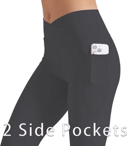 Cicendy Women Flare Leggings with Side Pockets,Crossover Yoga Pants Bootleg High Waisted Stretchy Control Gym Workout Pants in Saudi Arabia