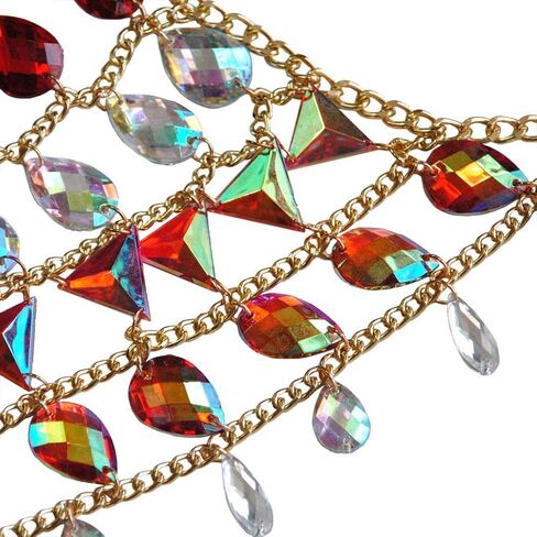 سالي حمالة صدر بوهو بسلسلة ذهبية مثيرة مرصعة بحجر الراين، حمالة صدر للجسم بدون ظهر مزينة بالترتر، اكسسوارات للجسم للشاطئ، مجوهرات للنساء والفتيات (J) in Kuwait