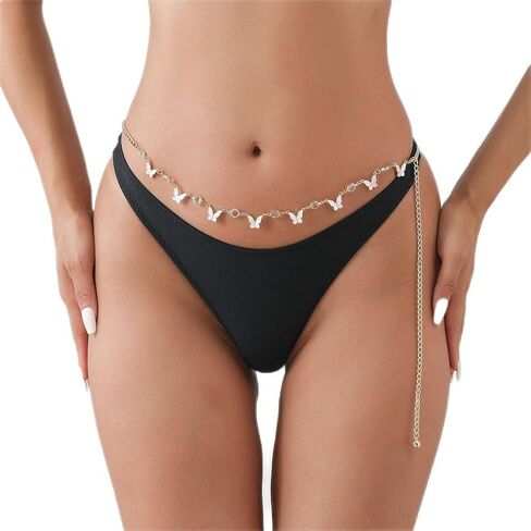 Shegirl الذهب كريستال الخصر البطن سلسلة فراشة الخصر سلسلة مثير شاطئ البطن سلسلة بيكيني البطن مجوهرات اكسسوارات الجسم للنساء والفتيات in Kuwait
