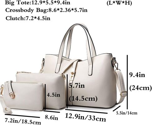 FiveloveTwo Fashion Womens 4Pcs Handbag Set Totes Clutch Satchels Top Handle Shoulder Crossbody Bags and Purse Card Holder in Kuwait