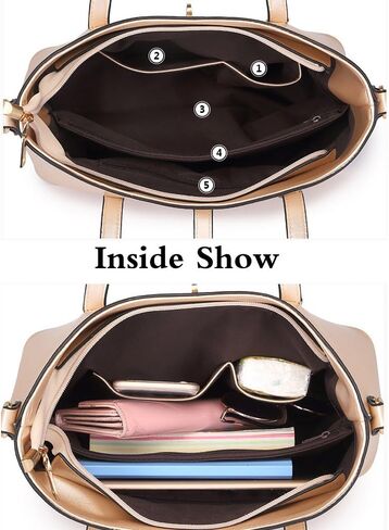 FiveloveTwo Fashion Womens 4Pcs Handbag Set Totes Clutch Satchels Top Handle Shoulder Crossbody Bags and Purse Card Holder in Kuwait