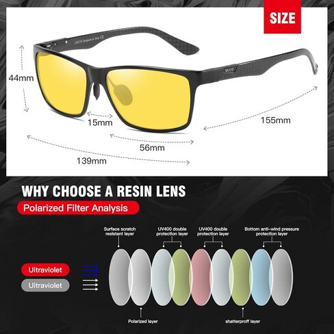 DUCO Carbon Fiber Temples Polarized Night Vision Driving Glasses 8206 in Kuwait
