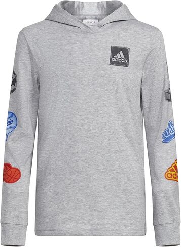 adidas Boys' Long Sleeve Cotton Bos Logo Hooded T-Shirt in Kuwait