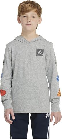 adidas Boys' Long Sleeve Cotton Bos Logo Hooded T-Shirt in Kuwait