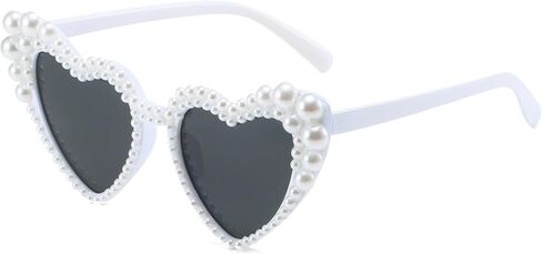 Hanj Love Heart Pearl Sunglasses for Women Rhinestone Glasses Bachelorette Party Bride Sunglasses in Saudi Arabia