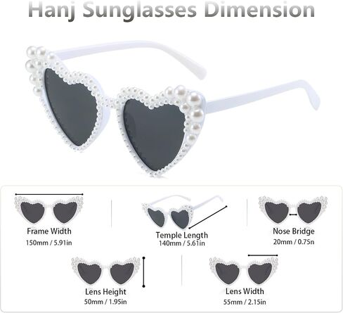 Hanj Love Heart Pearl Sunglasses for Women Rhinestone Glasses Bachelorette Party Bride Sunglasses in Saudi Arabia