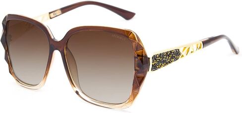 LECKIRUT Oversized Sunglasses for Women Polarized UV Protection Classic Fashion Ladies Shades Black Frame Gray Lens in Saudi Arabia