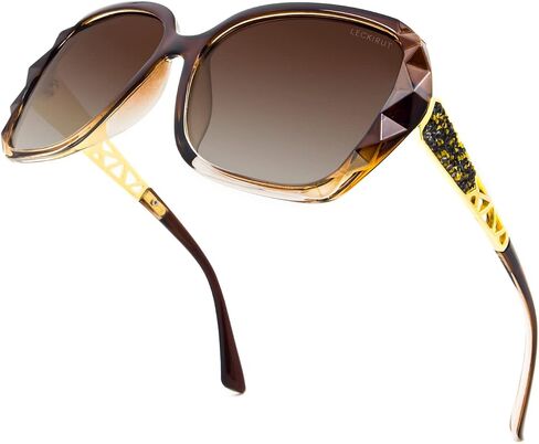 LECKIRUT Oversized Sunglasses for Women Polarized UV Protection Classic Fashion Ladies Shades Black Frame Gray Lens in Saudi Arabia