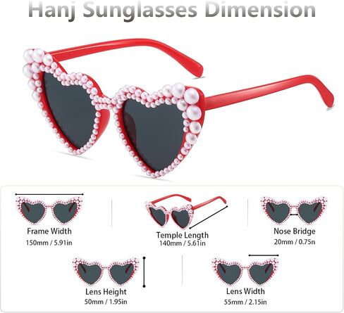 Hanj Love Heart Pearl Sunglasses for Women Rhinestone Glasses Bachelorette Party Bride Sunglasses in Saudi Arabia