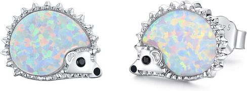 Hedgehog Earrings Sterling Sliver Opal Hedgehog Earrings Stud Hypoallergenic Tiny Cute Animal Stud Hedgehog Gift for Women with Gift Box in Saudi Arabia