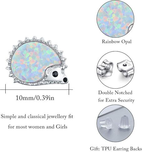 Hedgehog Earrings Sterling Sliver Opal Hedgehog Earrings Stud Hypoallergenic Tiny Cute Animal Stud Hedgehog Gift for Women with Gift Box in Saudi Arabia