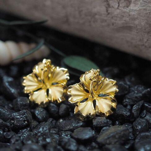 Sterling Silver 1/2 Inch Hibiscus Stud Earrings in Kuwait