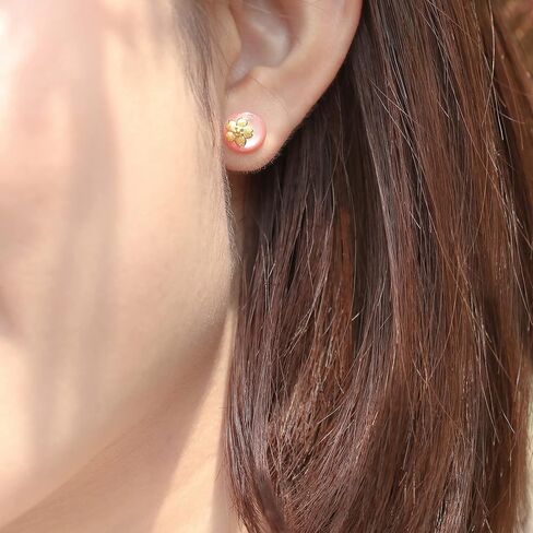 CHOW SANG SANG 999.9 24K Solid Gold Mother of Pearl Cherry Blossom Flower Stud Earrings for Women 90322E in Saudi Arabia