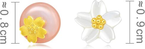 CHOW SANG SANG 999.9 24K Solid Gold Mother of Pearl Cherry Blossom Flower Stud Earrings for Women 90322E in Saudi Arabia