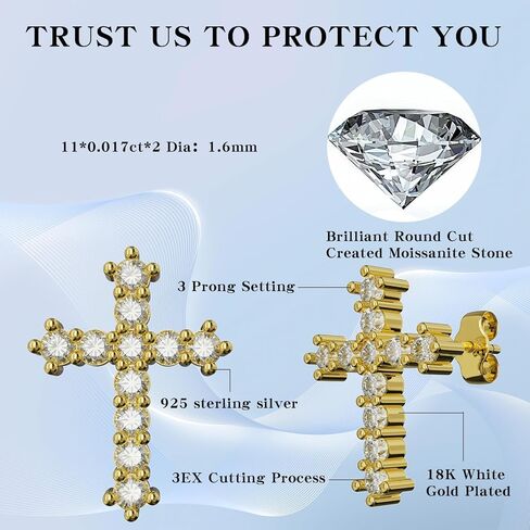 أقراط مويسانيتي من leejory للنساء، 1-2 قيراط D اللون VVS1 أقراط ألماس واضحة 18 قيراط من الذهب الأبيض فيرميل 925 من الفضة الاسترليني أقراط مويسانيتي دائرية كهدية in Kuwait