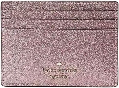 Kate Spade New York Glimmer Glitter Small Slim Card Holder Mitten Pink in Kuwait