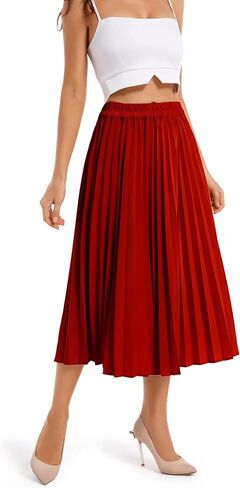 TONCHENGSD Women's Retro Midi High Waist Pleated Skirt Leopard Print Skirt in Kuwait