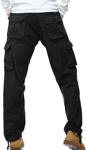 HODZAIW Winter Fleece Lined Mens Cargo Pant Warm Windproof Outdoor Work Pants in Kuwait