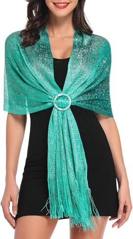 Tapp Collections Sparkling Metallic Shawls and Wraps with Buckle for Evening Dresses Wedding Party in Kuwait