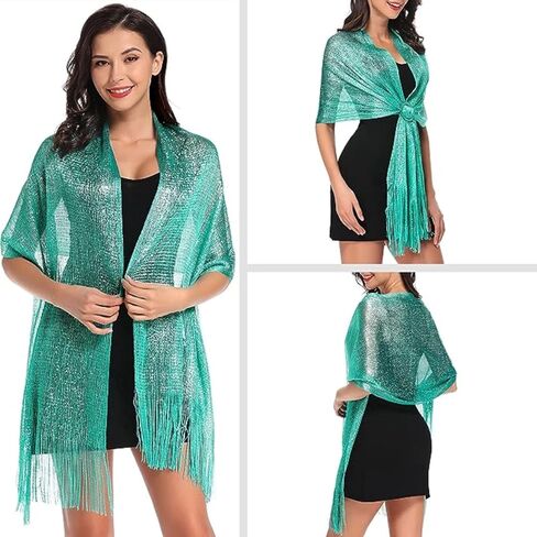 Tapp Collections Sparkling Metallic Shawls and Wraps with Buckle for Evening Dresses Wedding Party in Kuwait