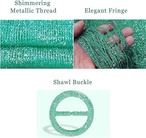 Tapp Collections Sparkling Metallic Shawls and Wraps with Buckle for Evening Dresses Wedding Party in Kuwait