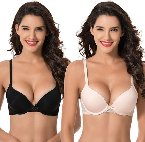 Curve Muse Womens Plus Size Perfect Shape Add 1 Cup Push Up Underwire Tshirt Bra in Saudi Arabia