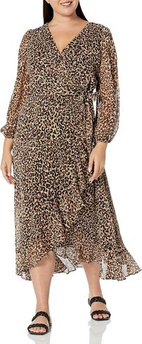 London Times Women's Chiffon Faux Wrap Ruffle Hem Maxi Dress Versatile Polished Feminine in Saudi Arabia