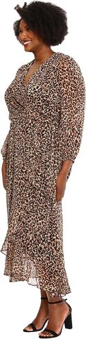 London Times Women's Chiffon Faux Wrap Ruffle Hem Maxi Dress Versatile Polished Feminine in Saudi Arabia