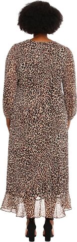 London Times Women's Chiffon Faux Wrap Ruffle Hem Maxi Dress Versatile Polished Feminine in Saudi Arabia