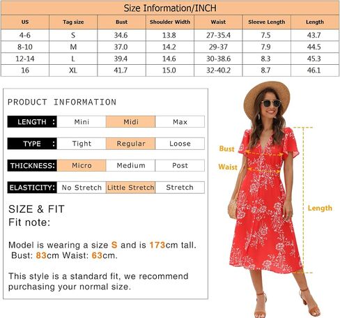 ROYLAMP Women's Floral Button Up Split Dress Deep V Short Bell Sleeve Casual Midi Dress with Pockets in Saudi Arabia