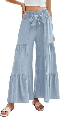 Blooming Jelly Women Linen Pants Summer Vacation Outfits Wide Leg High Waisted Pants Palazzo Flowy Pants Trouser 2024 in Saudi Arabia