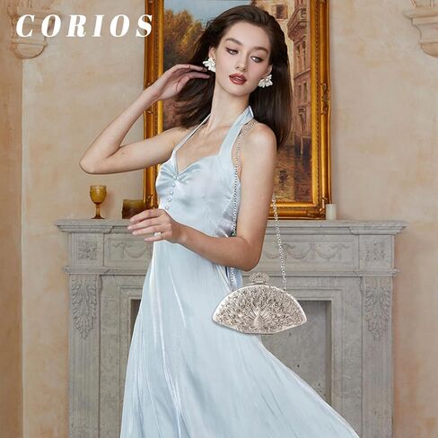 CORIOS Peacock Evening Bag Rhinestone Clutch Bag for Women Bridal Wedding Purse Sparkly Crystal Handbag Crossbody Bag in Saudi Arabia