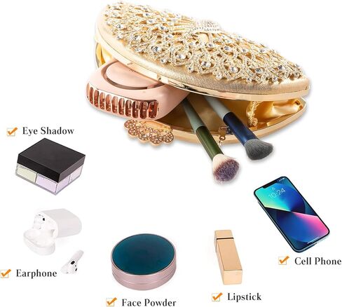CORIOS Peacock Evening Bag Rhinestone Clutch Bag for Women Bridal Wedding Purse Sparkly Crystal Handbag Crossbody Bag in Saudi Arabia