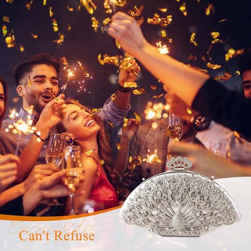 CORIOS Peacock Evening Bag Rhinestone Clutch Bag for Women Bridal Wedding Purse Sparkly Crystal Handbag Crossbody Bag in Saudi Arabia